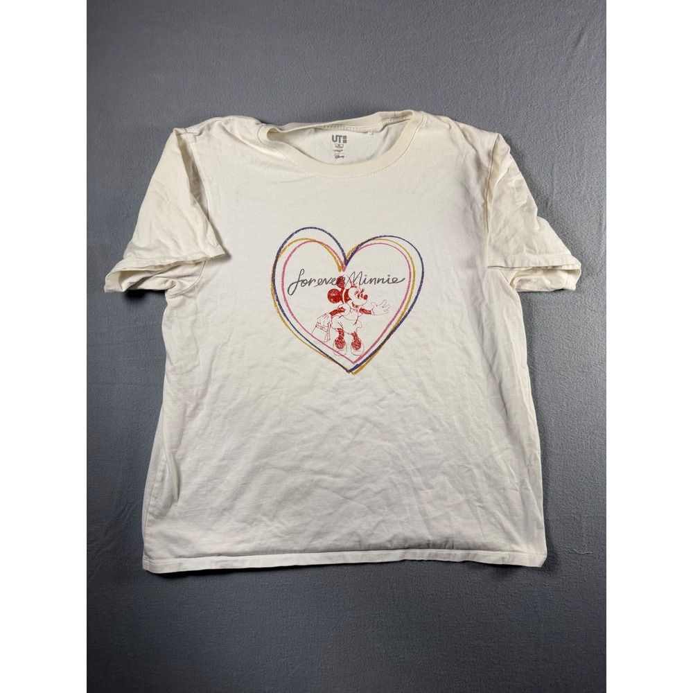 Uniqlo UT Disney Forever Minnie Mouse Graphic T-Shirt Cream Large 241-423544